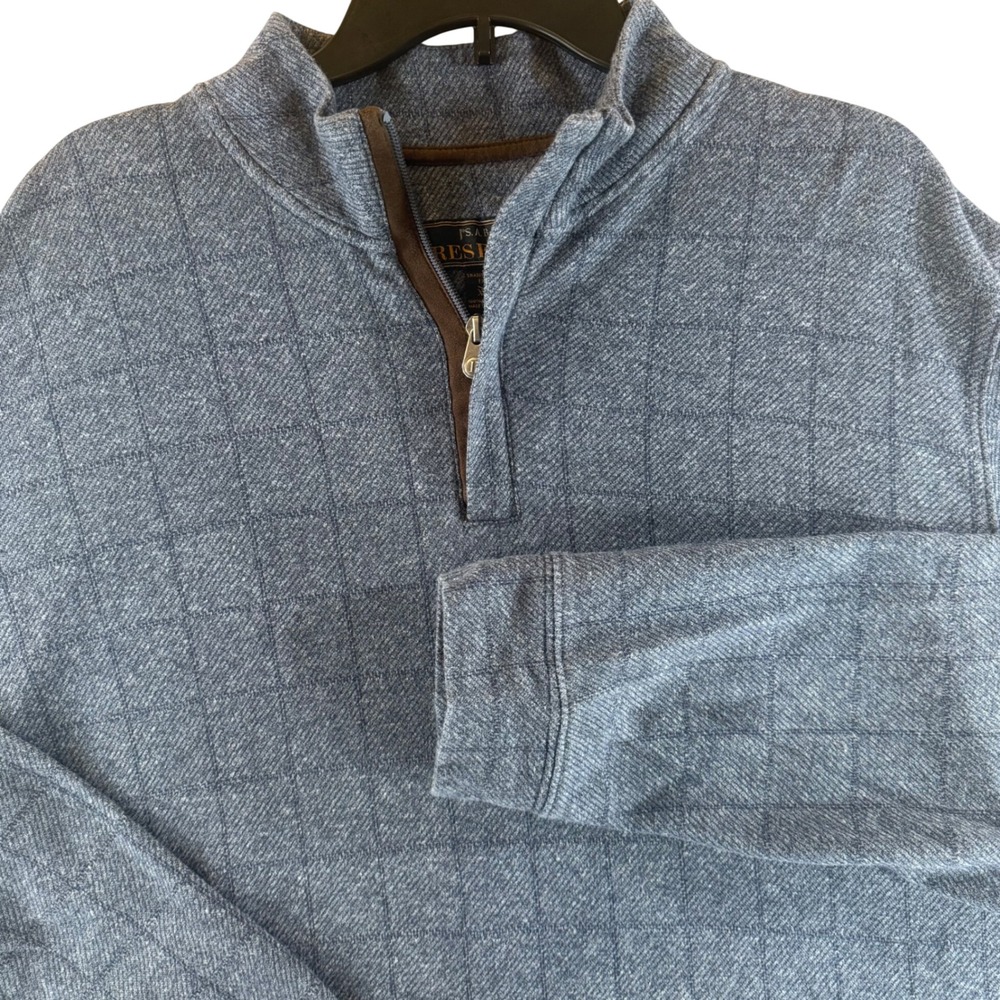 Jos. A. Bank Reserve WindowpaneQuarter Zip‎ XL Blue Cotton Pullover 0454